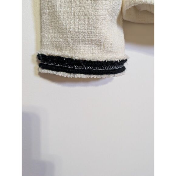 Talbots Piped Tweed Blazer 14 Cream Black Trim Quiet Luxury Old Money Academia - Picture 3 of 12
